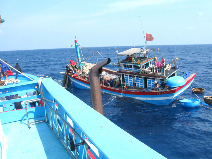 0-062530_668.jpg Trong bối cảnh giá dầu tăng cao, mô hình đánh bắt theo hình thức liên kết trên biển cho thấy hiệu quả thiết thực. Ảnh: V.Đ.T.