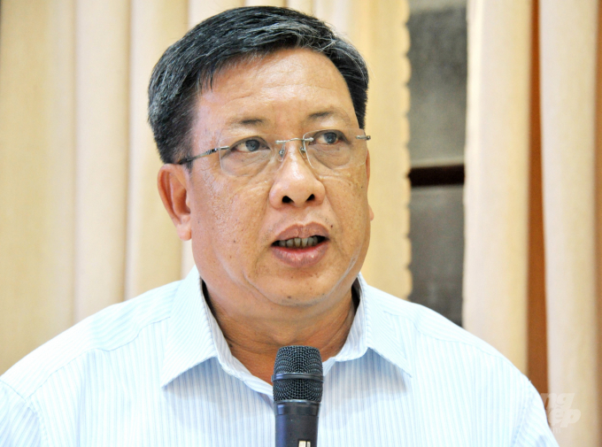 Ông Lê Thanh Tùng, Phó Cục trưởng Cục Trồng trọt trả lời phỏng vấn về các giải pháp hạ giá thành sản xuất lúa. Ảnh: Trung Chánh.