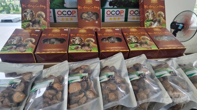 Sản phẩm nấm hương khô của HTX Yên Công đạt sản phẩm OCOP 3 sao cấp tỉnh năm 2021. Ảnh: Công Hải